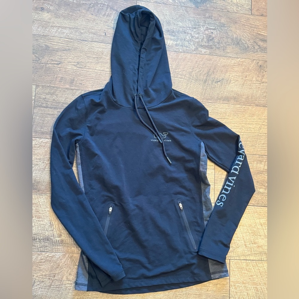Vineyard Vines Performance Camo Hoodie Womens Size XXS Black Long Sleeve Stretch
